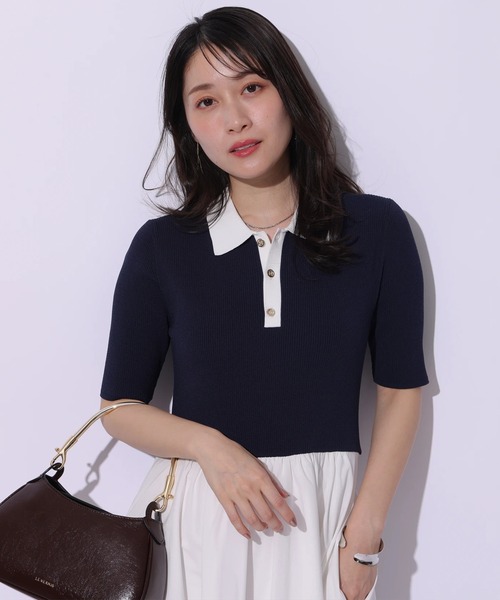 Apuweiser-riche（アプワイザーリッシェ）の「襟ドッキングニットワンピース（ワンピース・レディース・ブラック系その他/ネイビー/ピンク/ブルー系その他2・1/2）」の22枚目の写真