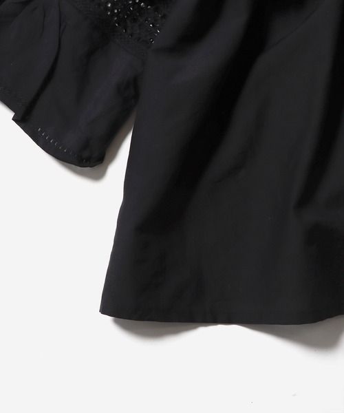 normment（ノーメント）の「normment/ノーメント CO silk lace pintuck&pico frill blouse ブラウス ノーカラー シャツ（シャツ/ブラウス・レディース・ブラック・FREE）」の8枚目の写真