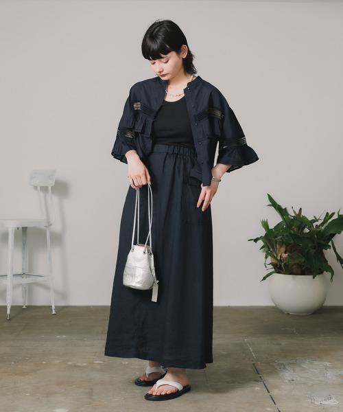 ブラウス シャツ normment/ノーメント CO silk lace pintuck＆pico frill blouse ブラウス ノーカラー シ ブラウス シャツ normment/ノーメント CO silk lace