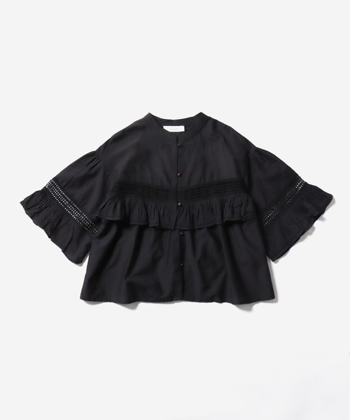 normment（ノーメント）の「normment/ノーメント CO silk lace pintuck&pico frill blouse ブラウス ノーカラー シャツ（シャツ/ブラウス・レディース・ブラック・FREE）」の20枚目の写真