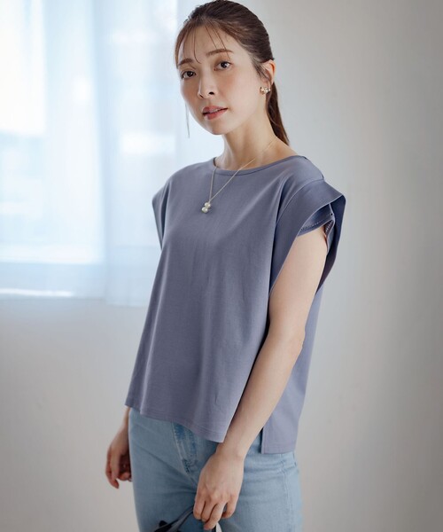 組曲 L(クミキョク オオキイサイズ)の「ハシゴレースフレンチスリーブ カットソー(Tシャツ/カットソー・レディース・ブラック系/グレー系/ホワイト系/ピンク系・5/6/7)」の14枚目の写真