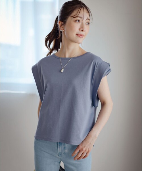 組曲 L(クミキョク オオキイサイズ)の「ハシゴレースフレンチスリーブ カットソー(Tシャツ/カットソー・レディース・ブラック系/グレー系/ホワイト系/ピンク系・5/6/7)」の15枚目の写真