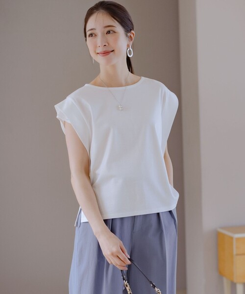 組曲 L(クミキョク オオキイサイズ)の「ハシゴレースフレンチスリーブ カットソー(Tシャツ/カットソー・レディース・ブラック系/グレー系/ホワイト系/ピンク系・5/6/7)」の19枚目の写真
