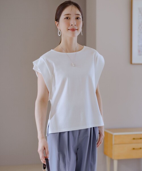 組曲 L(クミキョク オオキイサイズ)の「ハシゴレースフレンチスリーブ カットソー(Tシャツ/カットソー・レディース・ブラック系/グレー系/ホワイト系/ピンク系・5/6/7)」の20枚目の写真