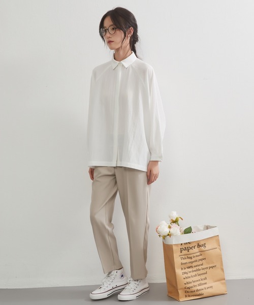 On One's Own(オンワンズオン)の「On One's Own BOXYドルマンスリーブルーズフィットシャツ(シャツ/ブラウス・レディース・グレー/ブルー/ホワイト・FREE)」の14枚目の写真