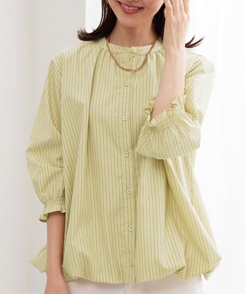 BELLUNA PLUS（ベルーナ）の「袖シャーリングバルーンブラウス（シャツ/ブラウス・レディース・イエロー/ブルー/ピンク・LARGE/MEDIUM/X-LARGE）」の8枚目の写真
