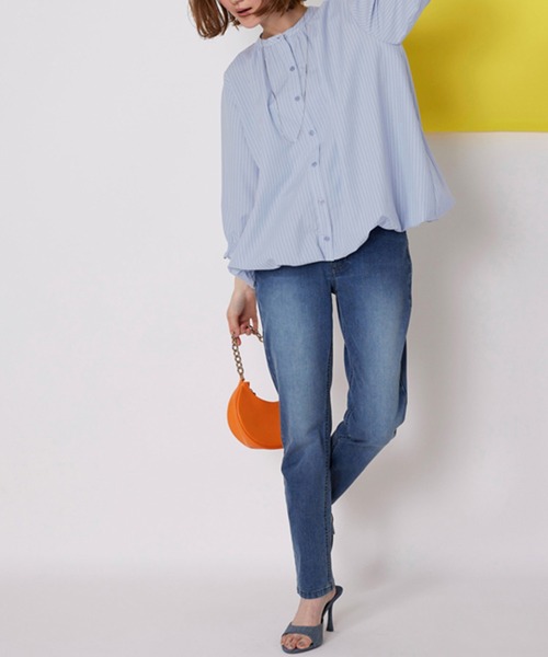 BELLUNA PLUS（ベルーナ）の「袖シャーリングバルーンブラウス（シャツ/ブラウス・レディース・イエロー/ブルー/ピンク・LARGE/MEDIUM/X-LARGE）」の5枚目の写真