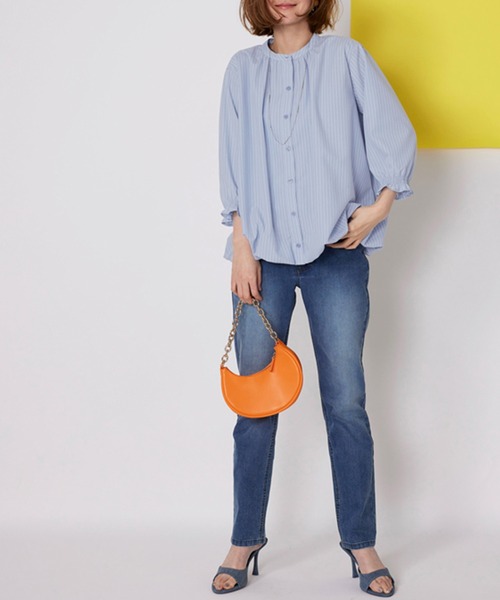 BELLUNA PLUS（ベルーナ）の「袖シャーリングバルーンブラウス（シャツ/ブラウス・レディース・イエロー/ブルー/ピンク・LARGE/MEDIUM/X-LARGE）」の7枚目の写真