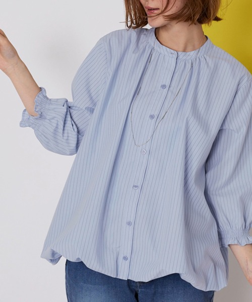 BELLUNA PLUS（ベルーナ）の「袖シャーリングバルーンブラウス（シャツ/ブラウス・レディース・イエロー/ブルー/ピンク・LARGE/MEDIUM/X-LARGE）」の4枚目の写真