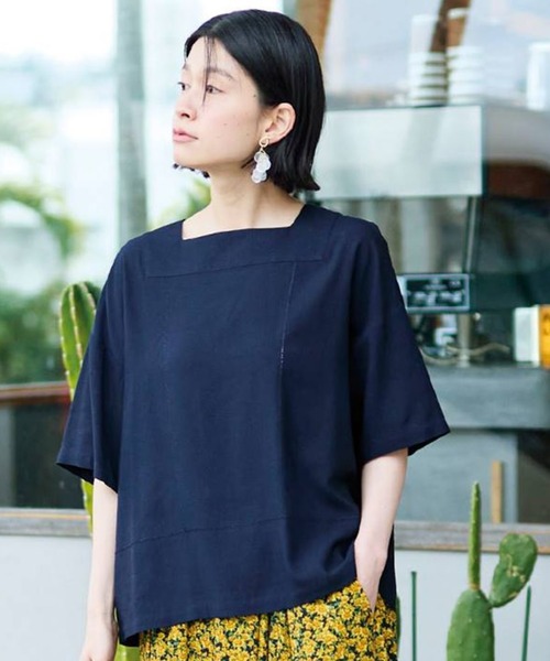 Sunny clouds（サニークラウズ）の「サニークラウズ　ピコ刺しゅうトップス〈レディース〉（Tシャツ/カットソー・レディース・ネイビー/グリーン/ホワイト・LL/L/M）」の3枚目の写真