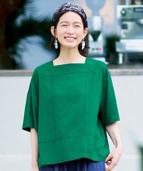 Sunny clouds（サニークラウズ）の「サニークラウズ　ピコ刺しゅうトップス〈レディース〉（Tシャツ/カットソー・レディース・ネイビー/グリーン/ホワイト・LL/L/M）」の2枚目の写真