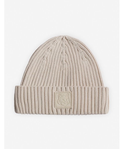 Maison Kitsune（メゾンキツネ）の「BOLD FOX HEAD LEATHER PATCH BEANIE（ニットキャップ/ビーニー・レディース・ベージュ/ピンク/ベージュ系その他・U）」の3枚目の写真