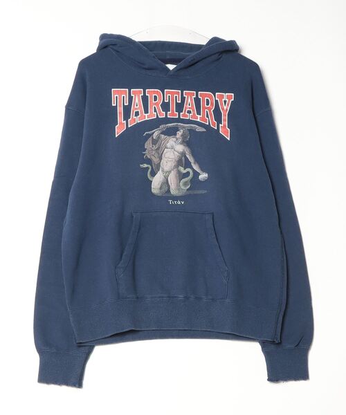 DIET BUTCHER（ダイエットブッチャー）の「DIET BUTCHER/ダイエットブッチャー Vintage hoodie 「titan」フーディ―（パーカー・メンズ・ネイビー/バーガンディー・1/2）」の2枚目の写真