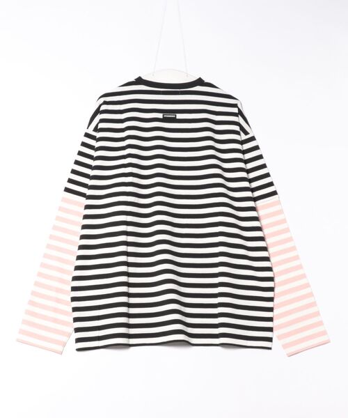 NO WAY(ノーウェイ)の「/little sunny bite/crazy stripe fake layered long tee(Tシャツ/カットソー・レディース・イエロー系/ブラック×ホワイト・MEDIUM/SMALL)」の3枚目の写真