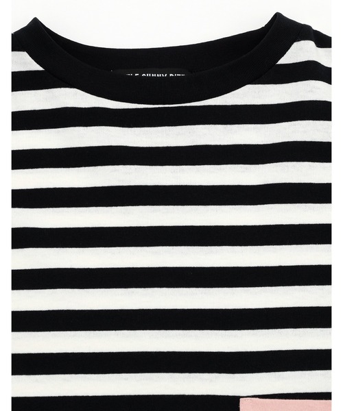 NO WAY(ノーウェイ)の「/little sunny bite/crazy stripe fake layered long tee(Tシャツ/カットソー・レディース・イエロー系/ブラック×ホワイト・MEDIUM/SMALL)」の6枚目の写真