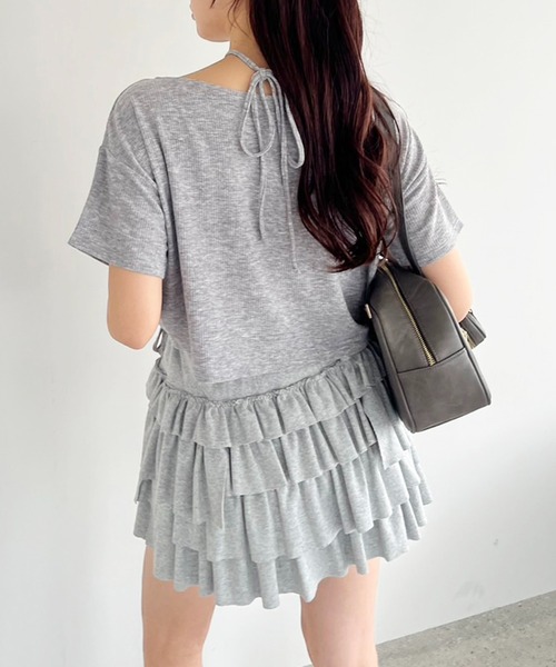 one after another NICE CLAUP(ワンアフターアナザーナイスクラップ)の「フロントドロストリボンT(Tシャツ/カットソー・レディース・ホワイト/ベージュ/ピンク/チャコールグレー・FREE)」の17枚目の写真