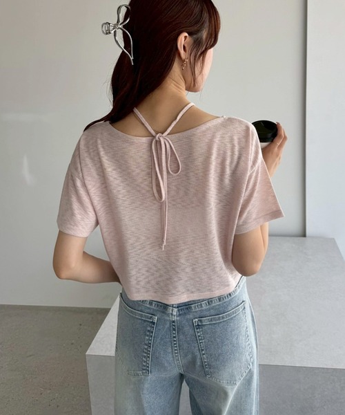 one after another NICE CLAUP(ワンアフターアナザーナイスクラップ)の「フロントドロストリボンT(Tシャツ/カットソー・レディース・ホワイト/ベージュ/ピンク/チャコールグレー・FREE)」の20枚目の写真