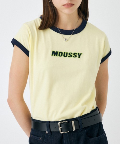 MOUSSY(マウジー)の「【ZOZO・一部店舗限定】MOUSSY RINGER TINY Tシャツ(Tシャツ/カットソー・レディース・オフホワイト/ブラック/ライトイエロー・FREE)」の3枚目の写真