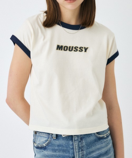 MOUSSY(マウジー)の「【ZOZO・一部店舗限定】MOUSSY RINGER TINY Tシャツ(Tシャツ/カットソー・レディース・オフホワイト/ブラック/ライトイエロー・FREE)」の2枚目の写真