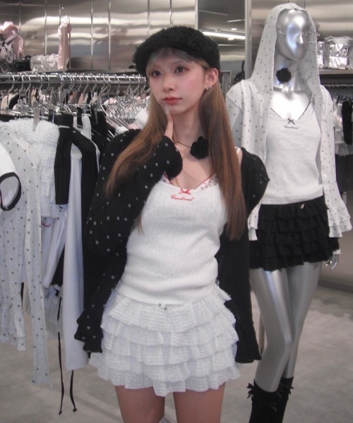 CRANK】DOT FRILL SHEER HOOD CARDIGAN | OUR BRAND,CRANK