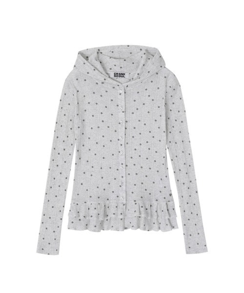 CRANK（クランク）の「【CRANK】DOT FRILL SHEER HOOD CARDIGAN
