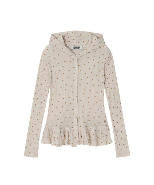 【CRANK】Dot Frill Sheer Hood Cardigan CRANK】DOT FRILL SHEER HOOD CARDIGAN(カーディガン/ボレロ