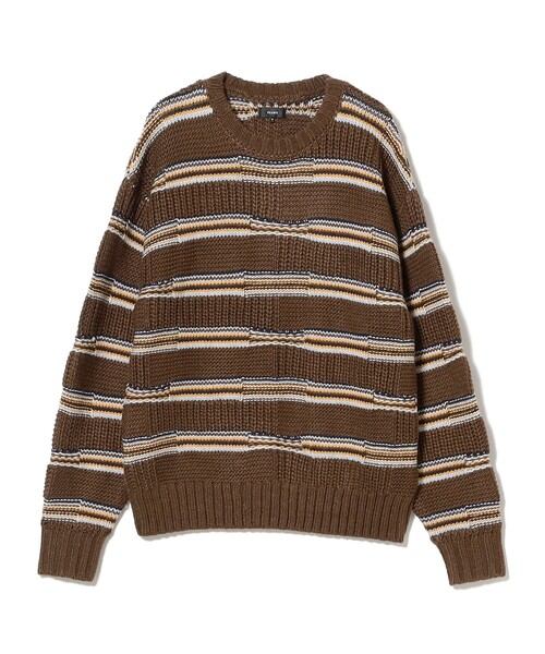 BEAMS（ビームス）の「3ゲージ リンクス マルチボーダー クルーネック ニット（ニット/セーター・メンズ・ブルー系その他/ブラウン・S/M/L/XL）」の11枚目の写真