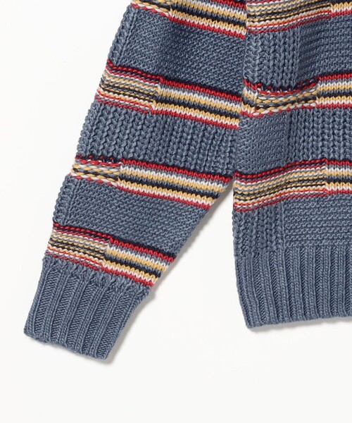 BEAMS（ビームス）の「3ゲージ リンクス マルチボーダー クルーネック ニット（ニット/セーター・メンズ・ブルー系その他/ブラウン・S/M/L/XL）」の6枚目の写真