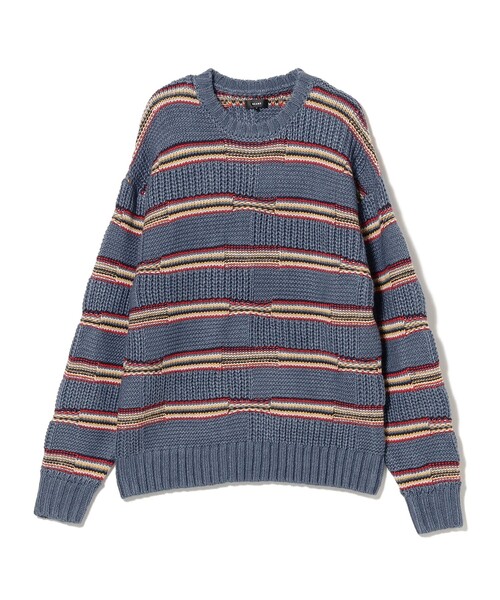 BEAMS（ビームス）の「3ゲージ リンクス マルチボーダー クルーネック ニット（ニット/セーター・メンズ・ブルー系その他/ブラウン・S/M/L/XL）」の12枚目の写真