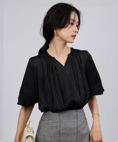 ROPE'（ロペ）の「楊柳スキッパーブラウス/イージーケア（シャツ/ブラウス・レディース・ブラック/レンガ・FREE）」の2枚目の写真