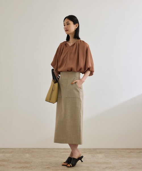 ROPE'（ロペ）の「楊柳スキッパーブラウス/イージーケア（シャツ/ブラウス・レディース・ブラック/レンガ・FREE）」の5枚目の写真