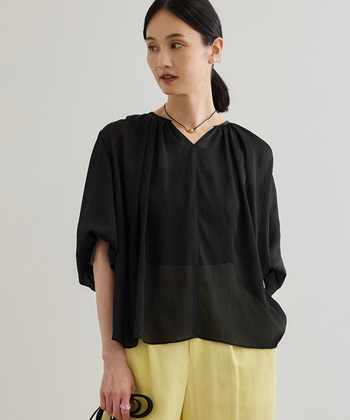 ROPE'（ロペ）の「楊柳スキッパーブラウス/イージーケア（シャツ/ブラウス・レディース・ブラック/レンガ・FREE）」の12枚目の写真