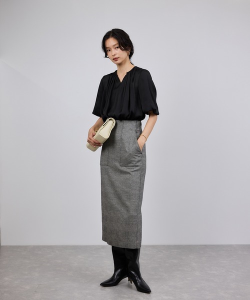 セール】楊柳スキッパーブラウス/イージーケア（シャツ/ブラウス