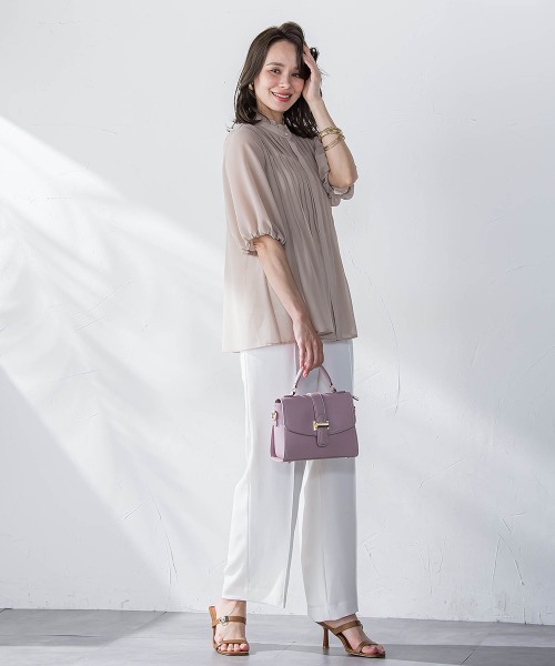 Viaggio Blu（ビアッジョブルー）の「接触冷感2WAYストレッチワイドパンツ≪洗濯機で洗える≫（スラックス・レディース・グリーン/ネイビー/ホワイト/ブルー/ブラック・M/S/L）」の20枚目の写真