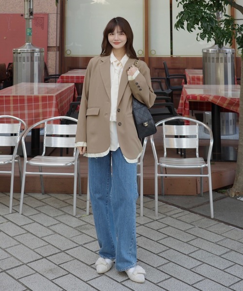idem イデム　oversized layered jacket セール】oversized layered jacket / レイヤードデザインオーバー