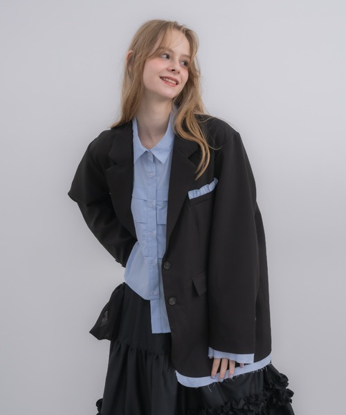 セール】oversized layered jacket / レイヤードデザインオーバー
