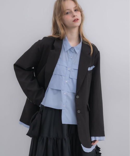 セール】oversized layered jacket / レイヤードデザインオーバー