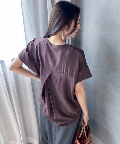 LAUTREAMONT(ロートレアモン)の「【WEB限定】スラブクロスVネックブラウス ≪手洗い可能≫(シャツ/ブラウス・レディース・ブラウン/ブラック・9号)」の5枚目の写真