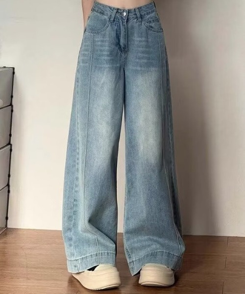 SHEPP(シープ)の「サイドピンタック ハイウエスト バレルレッグ デニムパンツ(デニムパンツ・レディース・ブルー・M/L)」の12枚目の写真