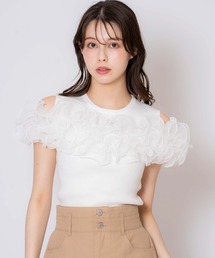 モチーフフリルニット