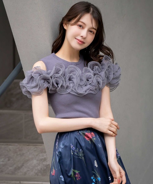 NOELA（ノエラ）の「モチーフフリルニット（ニット/セーター・レディース・ライトグリーン/オフホワイト/チャコールグレー・フリー）」の19枚目の写真