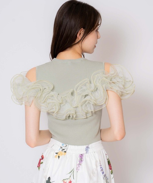 NOELA（ノエラ）の「モチーフフリルニット（ニット/セーター・レディース・ライトグリーン/オフホワイト/チャコールグレー・フリー）」の13枚目の写真