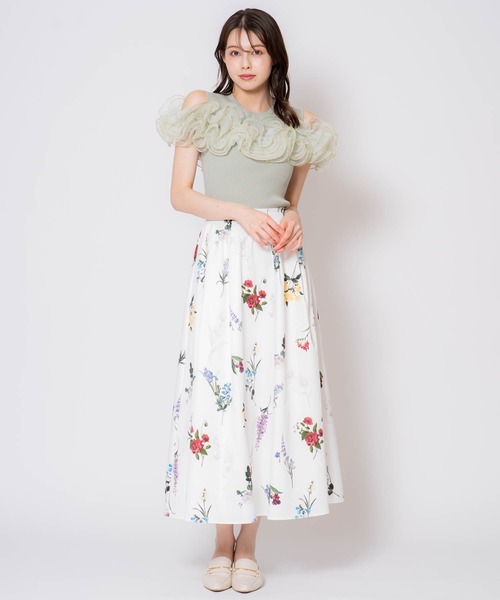 NOELA（ノエラ）の「モチーフフリルニット（ニット/セーター・レディース・ライトグリーン/オフホワイト/チャコールグレー・フリー）」の12枚目の写真