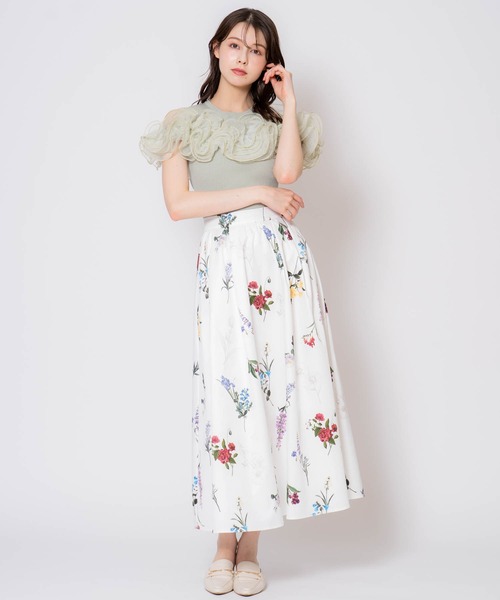 NOELA（ノエラ）の「モチーフフリルニット（ニット/セーター・レディース・ライトグリーン/オフホワイト/チャコールグレー・フリー）」の11枚目の写真