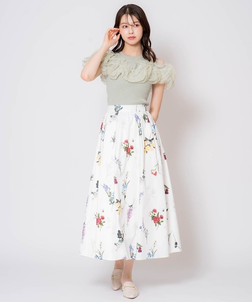 NOELA（ノエラ）の「モチーフフリルニット（ニット/セーター・レディース・ライトグリーン/オフホワイト/チャコールグレー・フリー）」の10枚目の写真