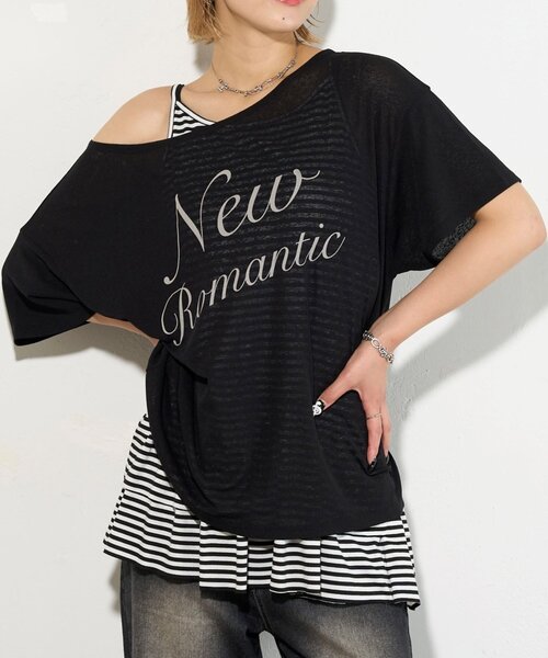 WHO'S WHO gallery（フーズフーギャラリー）の「NEW ROMANTI シアーBIGオフショルTEE（Tシャツ/カットソー・レディース・ピンク/イエロー/ミント/ブラック/オフホワイト・FREE）」の2枚目の写真