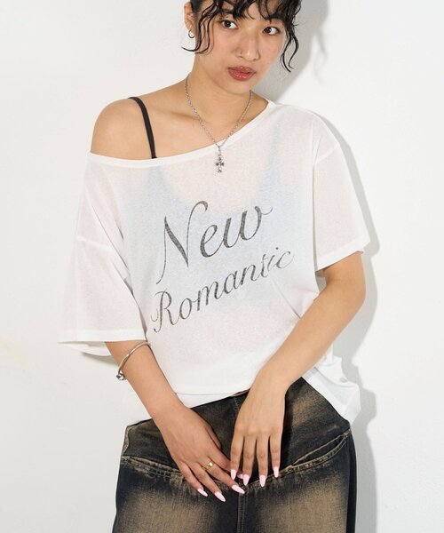 WHO'S WHO gallery（フーズフーギャラリー）の「NEW ROMANTI シアーBIGオフショルTEE（Tシャツ/カットソー・レディース・ピンク/イエロー/ミント/ブラック/オフホワイト・FREE）」の6枚目の写真