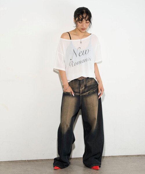 WHO'S WHO gallery（フーズフーギャラリー）の「NEW ROMANTI シアーBIGオフショルTEE（Tシャツ/カットソー・レディース・ピンク/イエロー/ミント/ブラック/オフホワイト・FREE）」の15枚目の写真