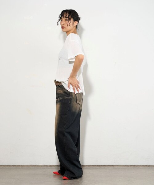 WHO'S WHO gallery（フーズフーギャラリー）の「NEW ROMANTI シアーBIGオフショルTEE（Tシャツ/カットソー・レディース・ピンク/イエロー/ミント/ブラック/オフホワイト・FREE）」の16枚目の写真