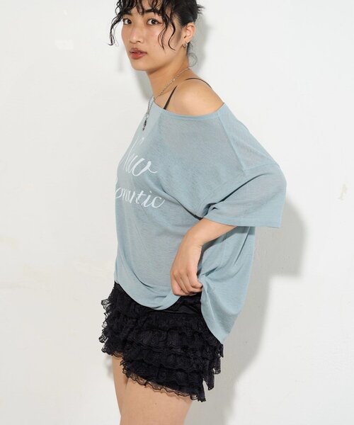 WHO'S WHO gallery（フーズフーギャラリー）の「NEW ROMANTI シアーBIGオフショルTEE（Tシャツ/カットソー・レディース・ピンク/イエロー/ミント/ブラック/オフホワイト・FREE）」の18枚目の写真